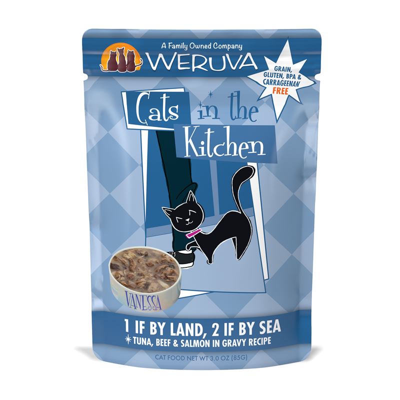 Weruva Cats In The Kitchen One if By Land Tuna, Beef & Salmon Grain Free Wet Cat Food Pouch