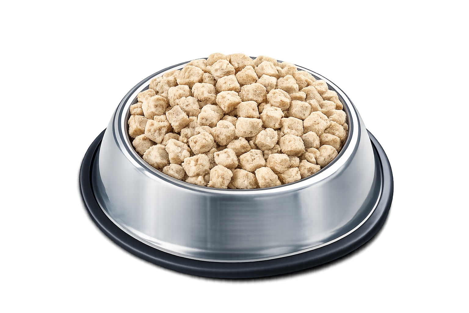 Freeze-Dried Diet in a Stainless Steel Bowl