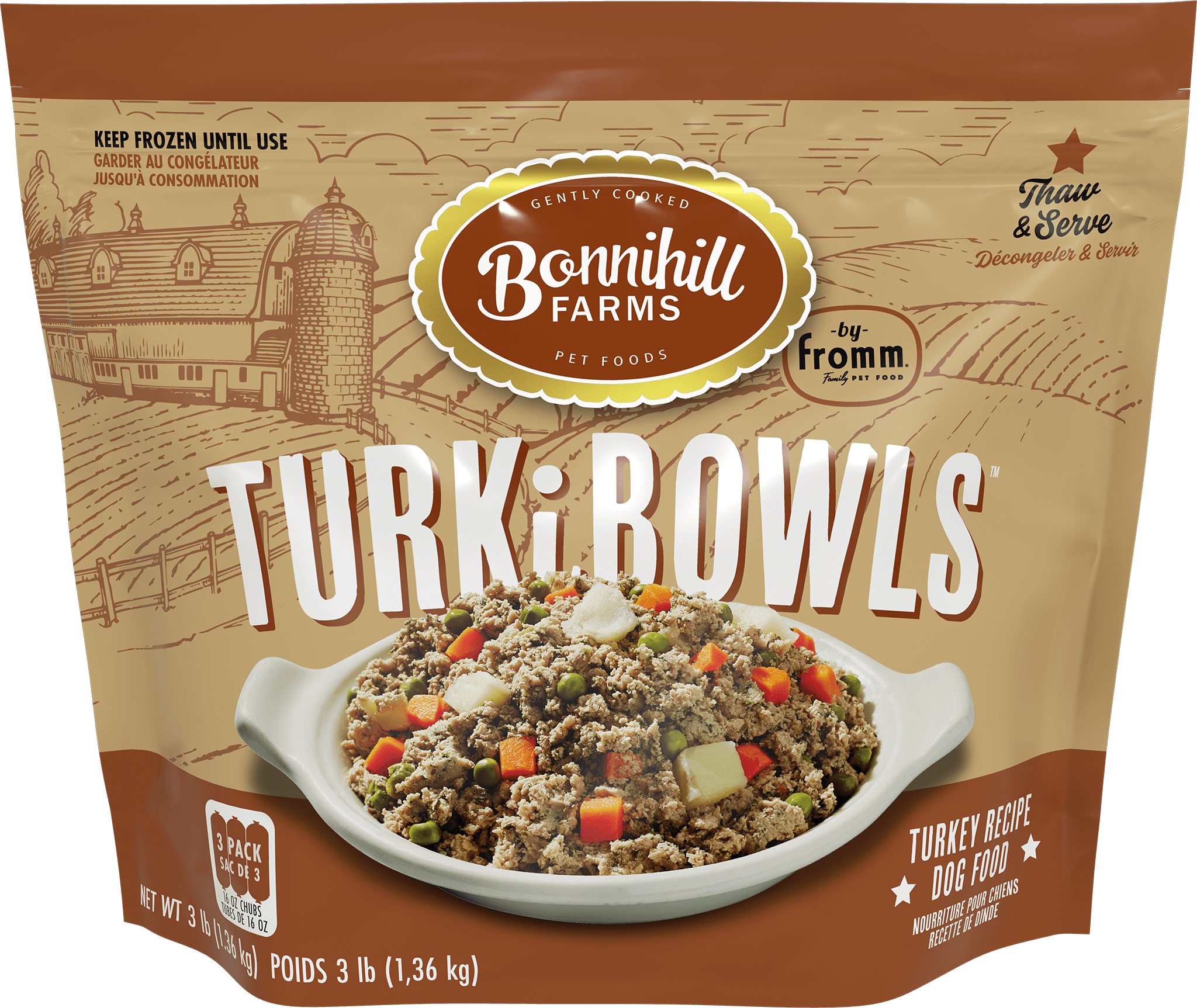 Fromm Bonnihill Farms TurkiBowls Turkey Recipe Gently Cooked Frozen Dog Food