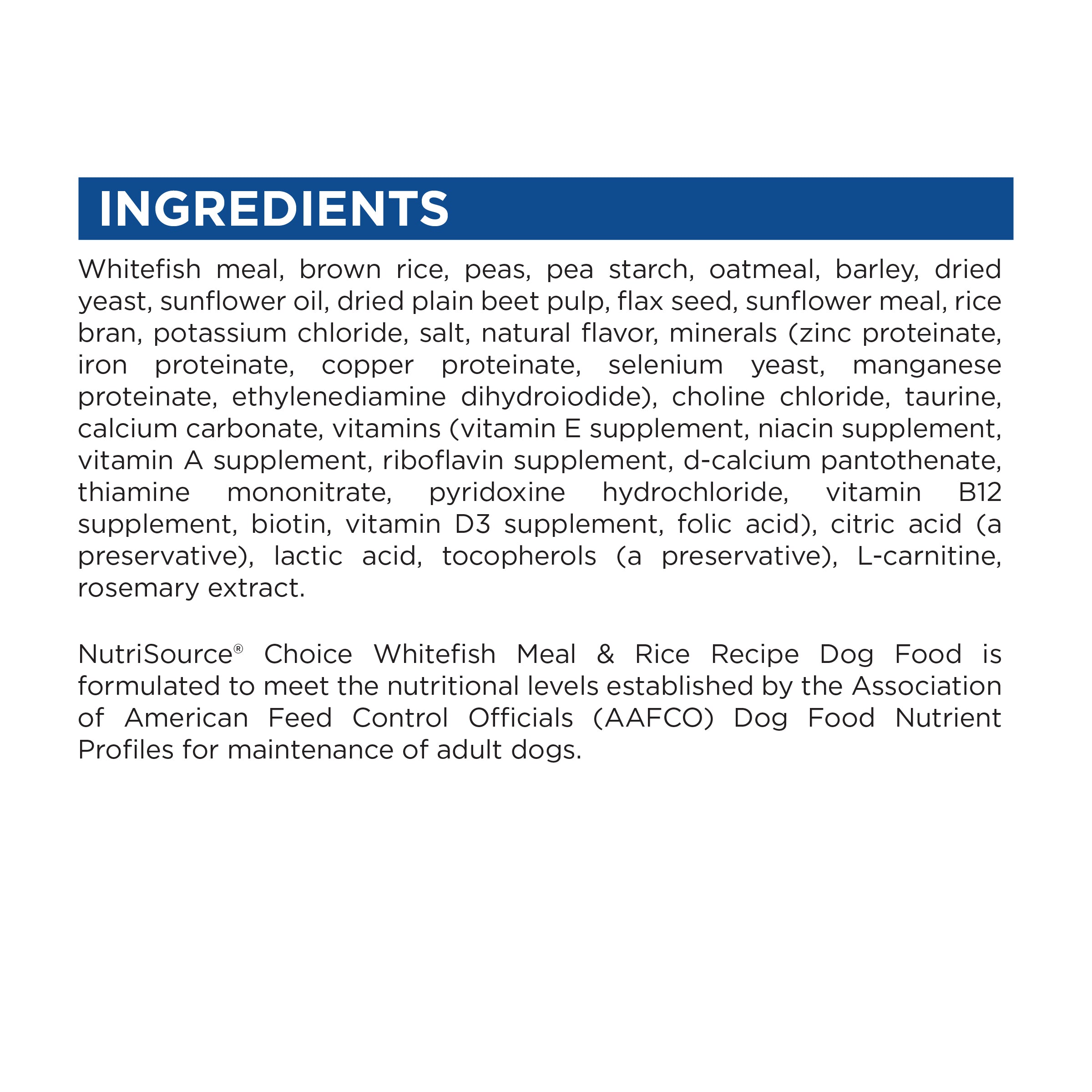NutriSource ® Choice Whitefish Meal & Rice Recipe Dog Food