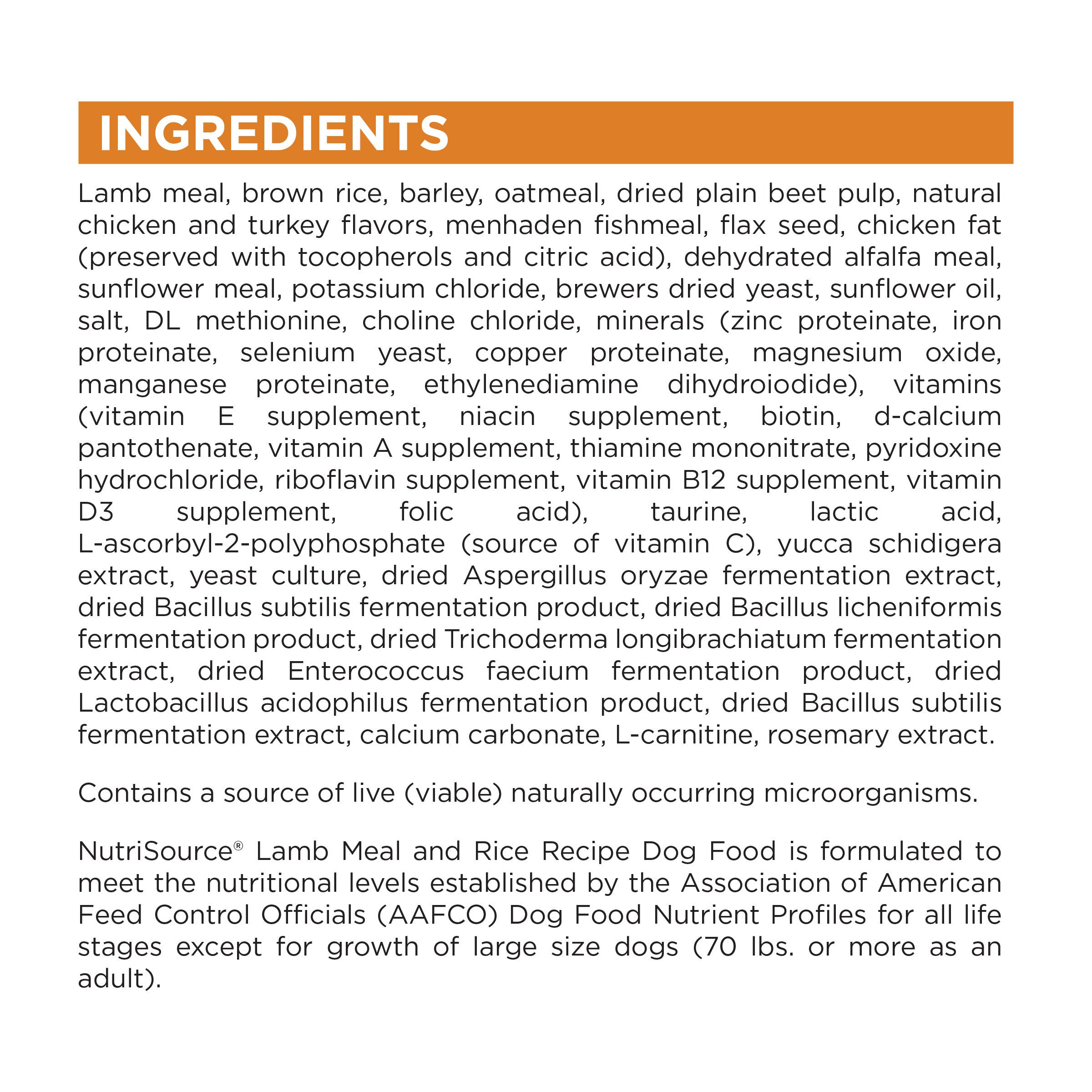 NutriSource ® Lamb Meal & Rice Recipe Dog Food