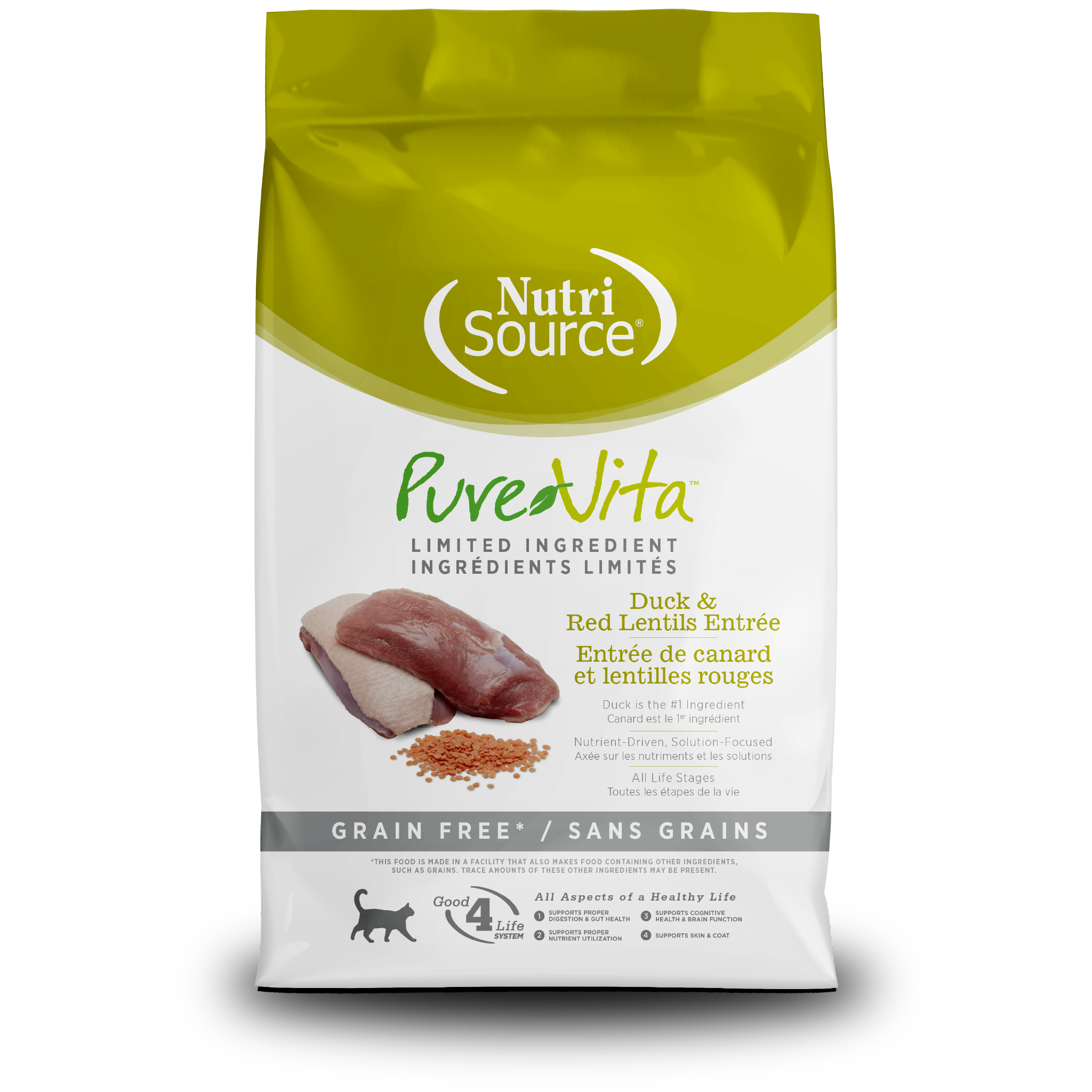NutriSource ® PureVita™ Duck & Red Lentils Entrée Grain Free Cat Food, 4 lb