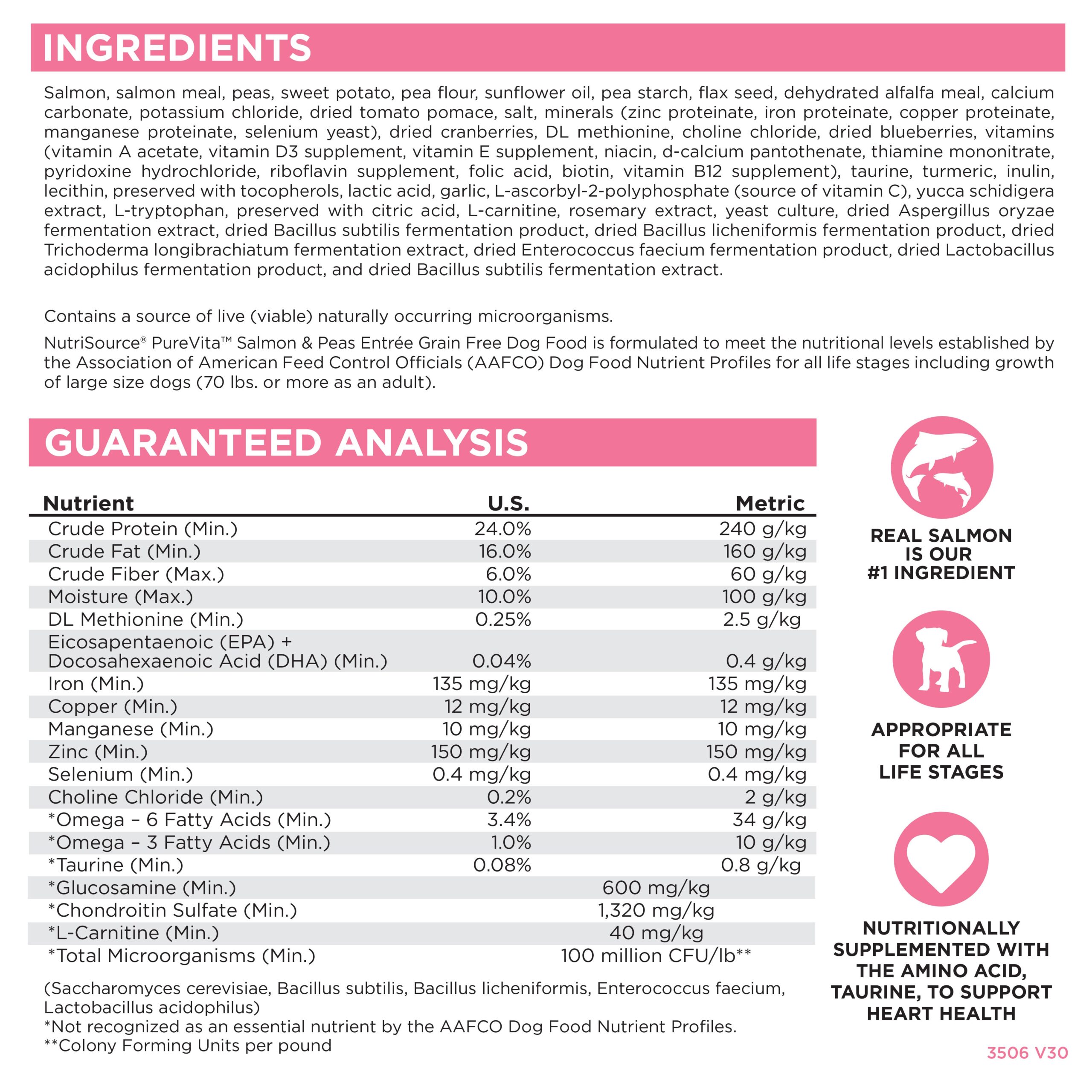 NutriSource ® PureVita™ Salmon & Peas Entrée Grain Free Dog Food