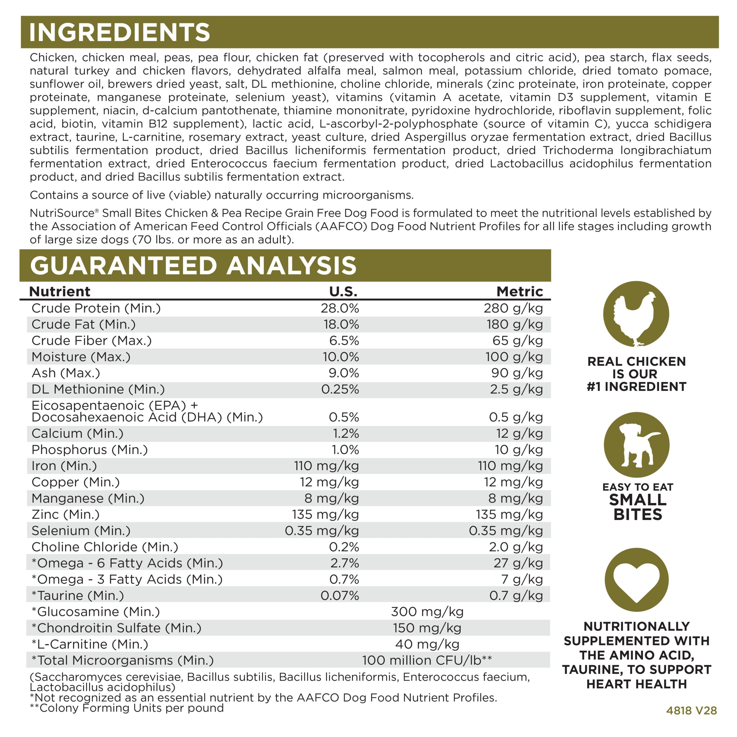 NutriSource ® Small Bites Chicken & Pea Recipe Grain Free Dog Food, 4 lb